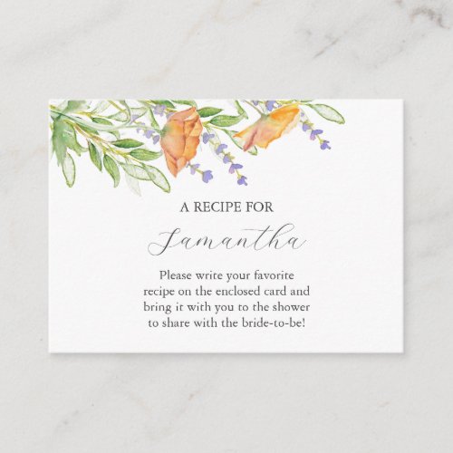 Watercolor Wildflower Wedding Theme Enclosure Card