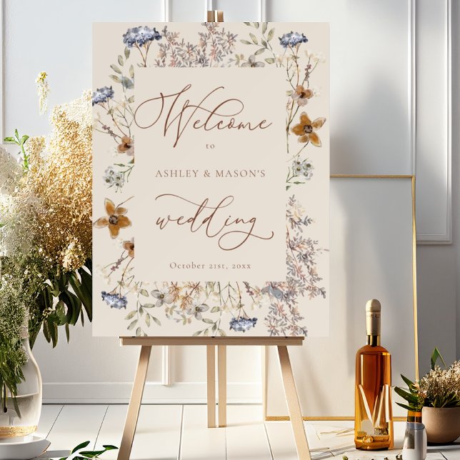 Watercolor Wildflower Wedding Welcome Foam Board (Creator Uploaded)