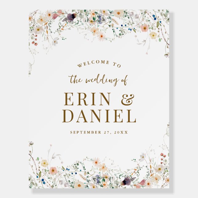 Watercolor Wildflower Wedding Welcome Sign (Front)