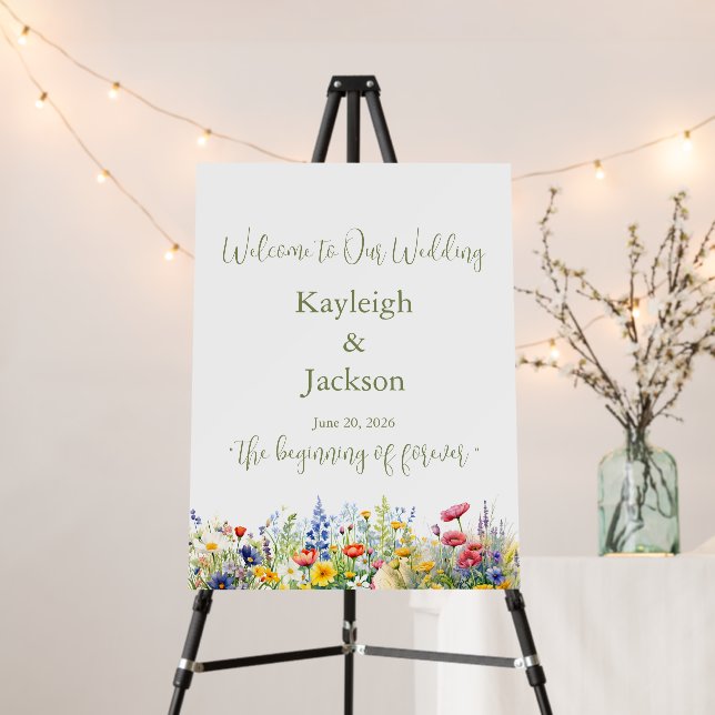 Watercolor Wildflower Wedding Welcome Sign (In Situ (Stand))