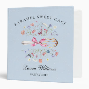 Watercolor Wildflower Whisk Cooking Bakery 3 Ring Binder