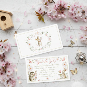 Watercolor Wildflower Woodland Animals Baby Shower Enclosure Card