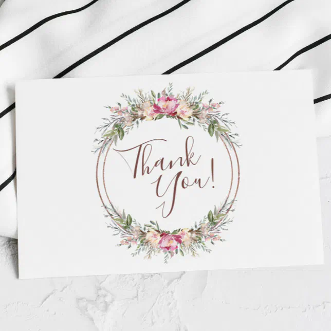 Watercolor Wildflower Wreath Thank You Card | Zazzle