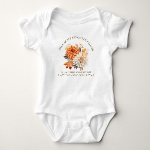 Watercolor wildflowers and autumn fall leaves baby bodysuit