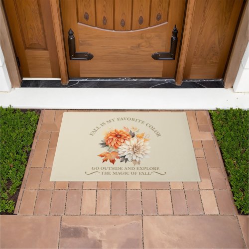 Watercolor wildflowers and leaves fall autumn doormat