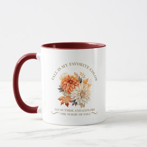 Watercolor wildflowers and leaves fall autumn mug