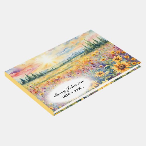 Watercolor Wildflowers and Sunflowers Guest Book