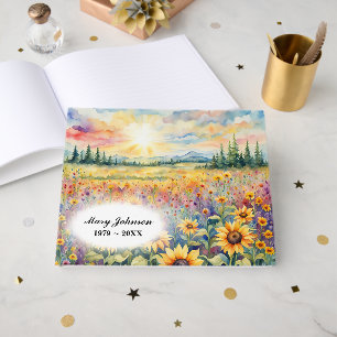 Watercolor Wildflowers and Sunflowers Guest Book