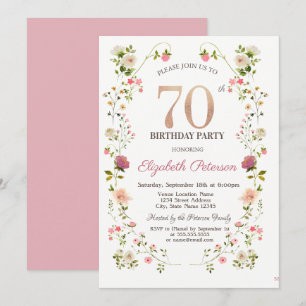 Watercolor  Wildflowers Arch 70th Birthday   Invitation
