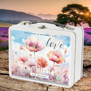 Watercolor Wildflowers Artistic Metal Lunch Box