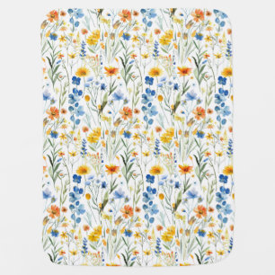 Watercolor Wildflowers Baby Blanket