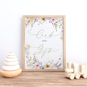 Watercolor Wildflowers Baby Shower Cards and Gifts Poster