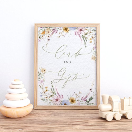 Watercolor Wildflowers Baby Shower Cards and Gifts Poster