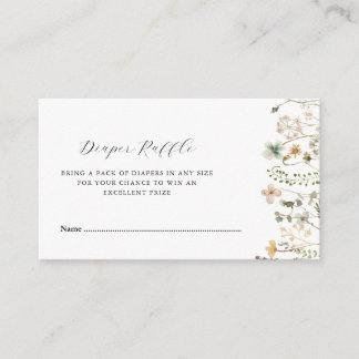 watercolor wildflowers baby shower diaper raffle enclosure card