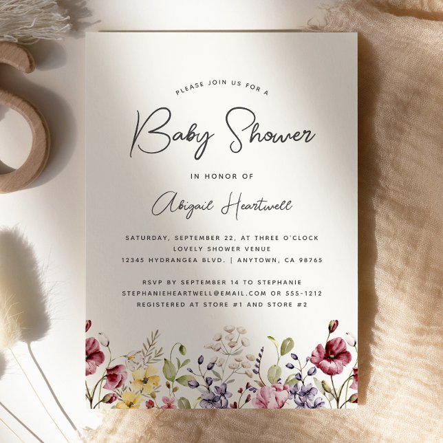 Watercolor Wildflowers Baby Shower Invitation (Creator Uploaded)