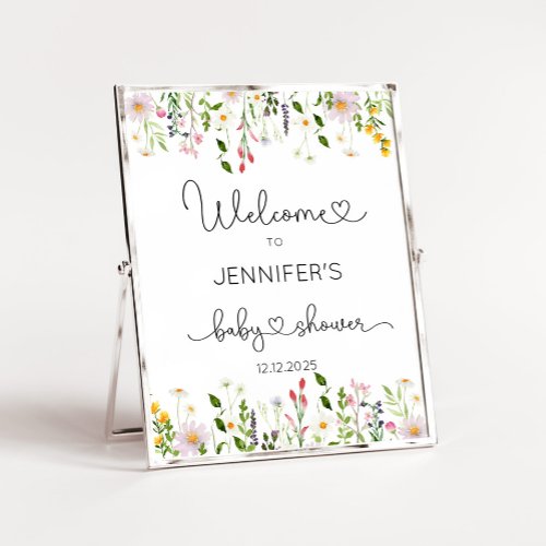 Watercolor wildflowers baby shower poster
