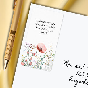 Watercolor Wildflowers Baby Shower Return Address Label