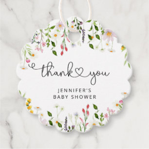 Watercolor wildflowers baby shower thank you favor tags