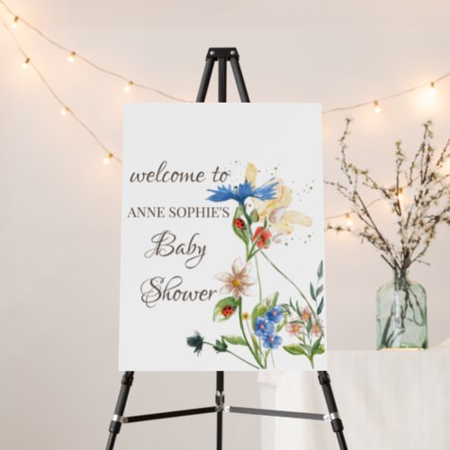 Watercolor Wildflowers Baby Shower Welcome Foam Board