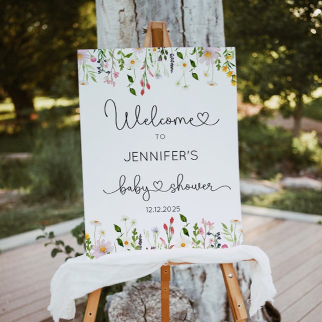 Watercolor wildflowers baby shower welcome foam board (Creator Uploaded)