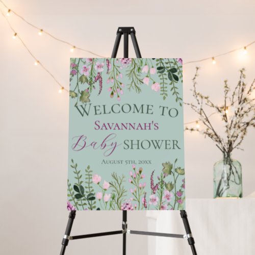 Watercolor Wildflowers Baby Shower Welcome Sign