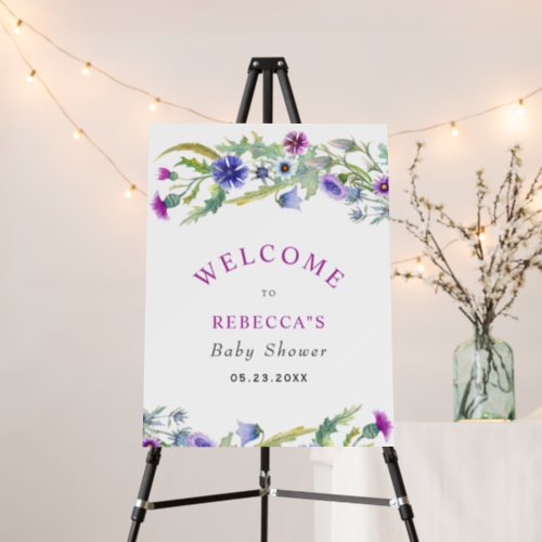 Watercolor wildflowers Baby Shower welcome sign