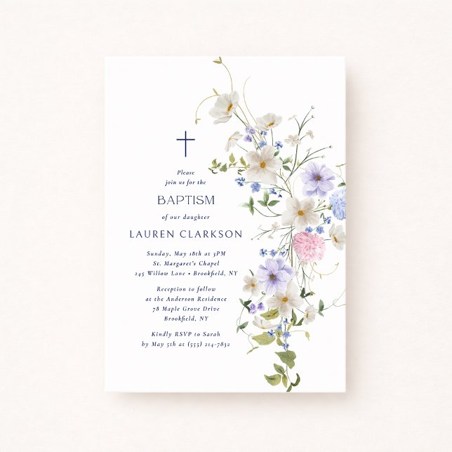 Watercolor Wildflowers Baptism Invitation (Creator Uploaded)