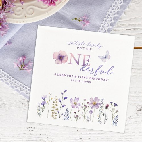 Watercolor Wildflowers Birthday Napkins