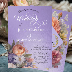 Watercolor Wildflowers - Blue Lilac Foil Invitation