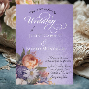 Watercolor Wildflowers - Blue Lilac Foil Invitation