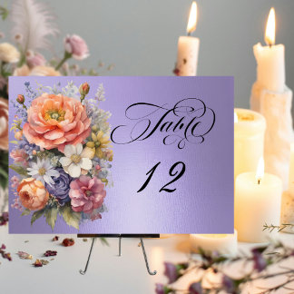 Watercolor Wildflowers - Blue Lilac Table Number