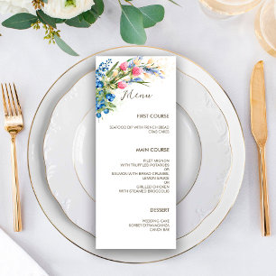 Watercolor Wildflowers & Blueberry Rustic Wedding  Menu