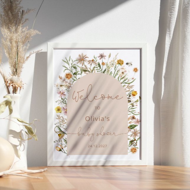 Watercolor Wildflowers Boho Baby Shower Poster (Creator Uploaded)