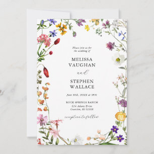 Watercolor Wildflowers Boho Wedding Invitation