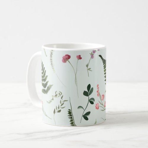 Watercolor Wildflowers Botanical Pattern Coffee Mug