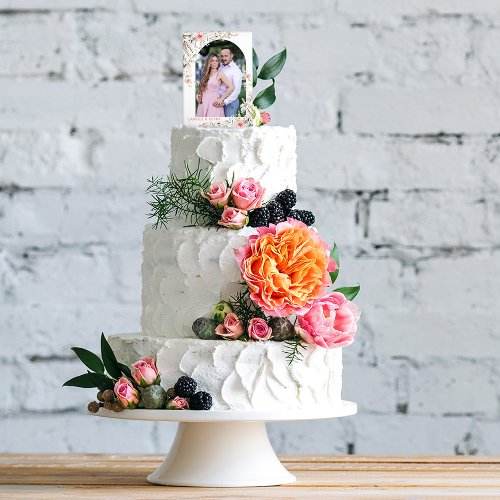 Watercolor Wildflowers Bridal Decor Cake Pick