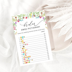 Watercolor Wildflowers Bridal Shower Emoji Game 