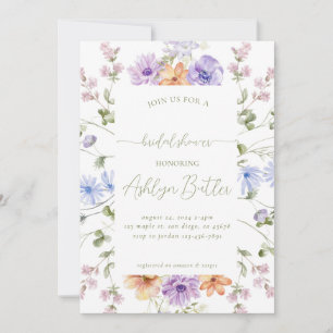 Watercolor Wildflowers Bridal Shower Invitation