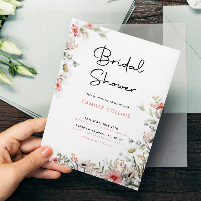 Watercolor Wildflowers Bridal Shower Invitation Zazzle