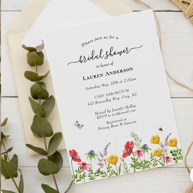 Watercolor wildflowers Bridal shower invitation (Creator Uploaded)
