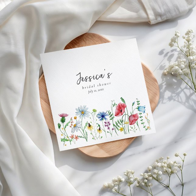Watercolor Wildflowers Bridal Shower Paper Napkin (Creator Uploaded)