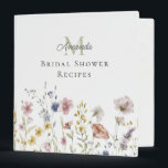 Watercolor Wildflowers Bridal Shower Recipes 3 Ring Binder<br><div class="desc">A lovely feminine choice in notebooks,  this design features a border row of watercolor wildflowers in soft pastel hues of pink,  periwinkle blue,  off-white and yellow with delicate stems and greenery. A text template is included to personalize with your name and monogram initial.</div>