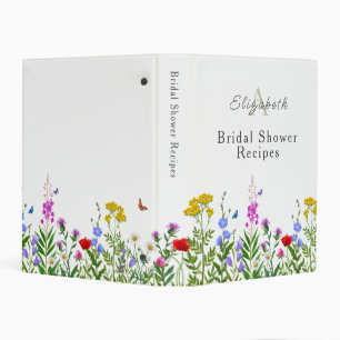 Watercolor Wildflowers Bridal Shower Recipes Mini Binder