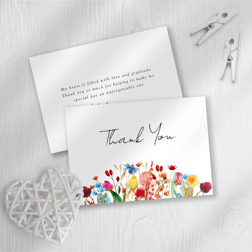 Watercolor Wildflowers Bridal Shower Thank You Card