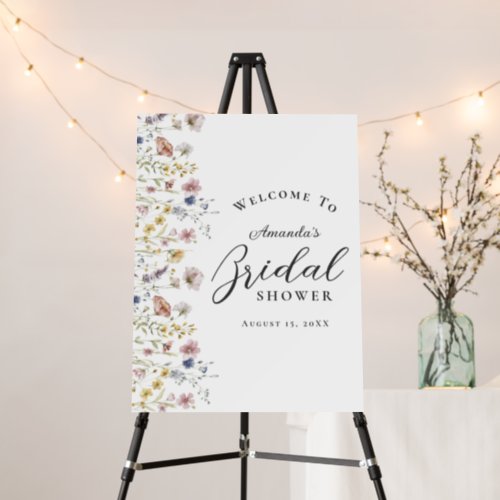 Watercolor Wildflowers Bridal Shower Welcome Foam Board