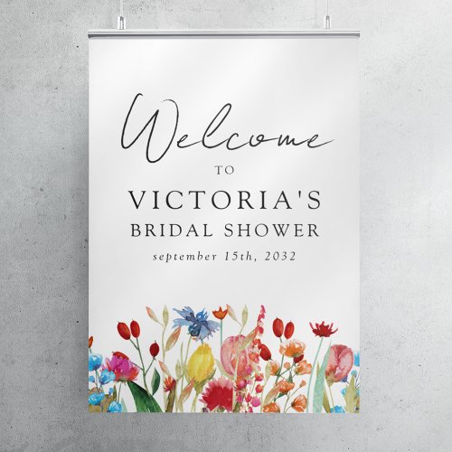 Watercolor Wildflowers Bridal Shower Welcome Sign