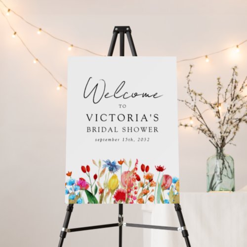 Watercolor Wildflowers Bridal Shower Welcome Sign