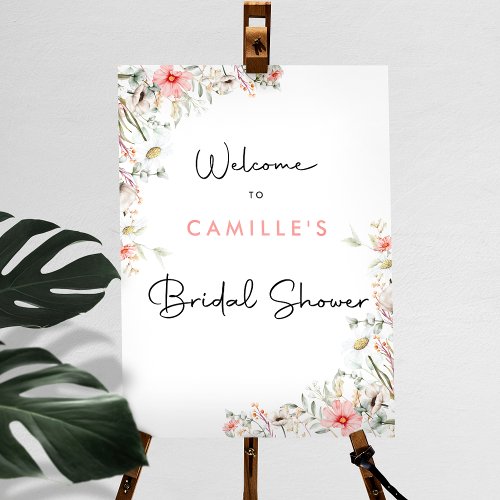 Watercolor Wildflowers Bridal Welcome Sign