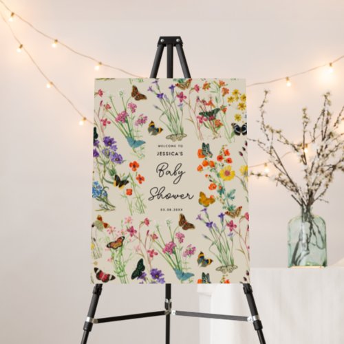 Watercolor Wildflowers Butterflies Baby Shower  Foam Board