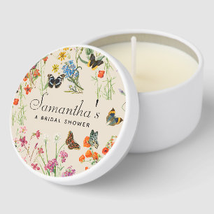 Watercolor Wildflowers Butterflies Bridal Shower Mini Candle Favors